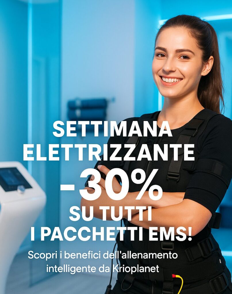 Scopri i benefici dell’allenamento EMS in soli 20 minuti e approfitta del -30% nella Settimana Elettrizzante di Krioplanet!